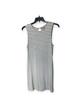 Saint Tropez West Gray White Striped Sleeveless Pullover Tank Dress Size Medium